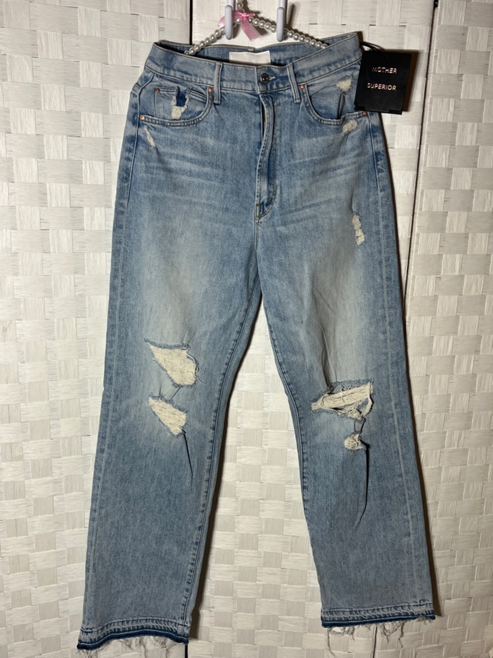 Mother Superior Light Wash Distressed Jeans Size 29